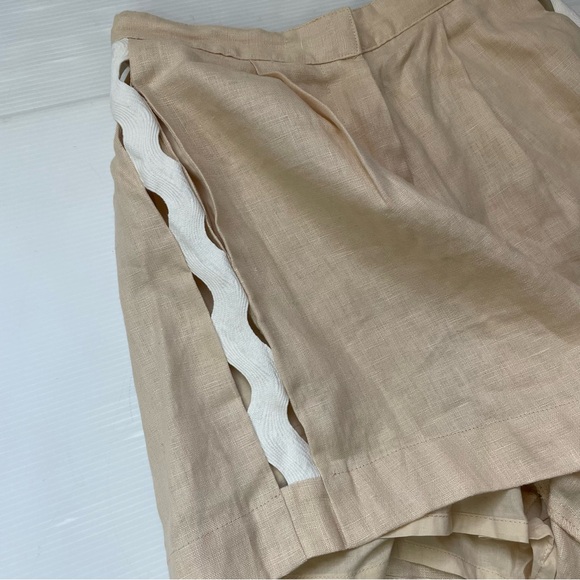 Mon Renn Coast Linen Shorts Anthropologie Cream Tan Size S - Picture 3 of 11